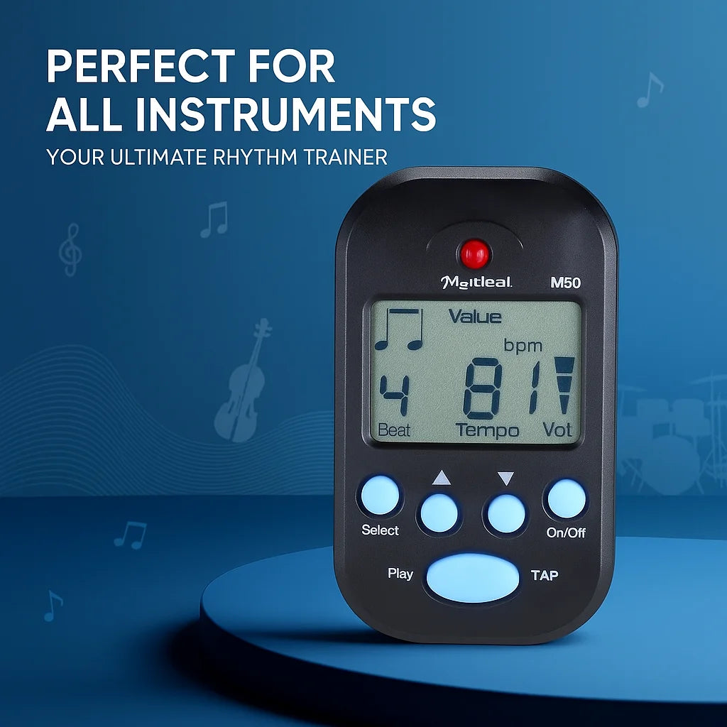 M50 Professional LCD Digital Metronome for Guitar Violin Bass - Rhythm Metronome for Stringed Instrument Players
