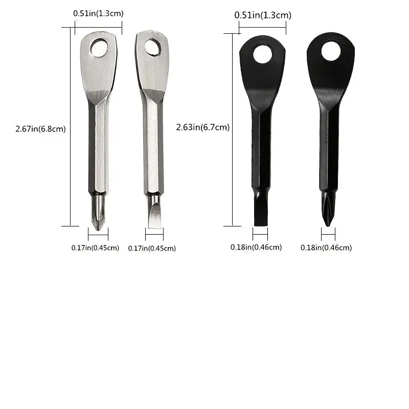 2 Keychain Screwdrivers in Black/silver, Portable Keychain Repair Tool, Suitable for Outdoor Camping Accessories