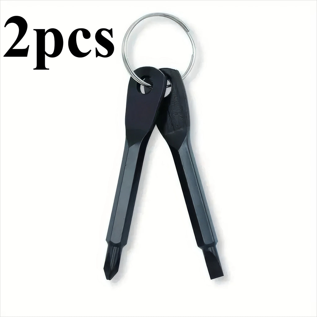 2 Keychain Screwdrivers in Black/silver, Portable Keychain Repair Tool, Suitable for Outdoor Camping Accessories