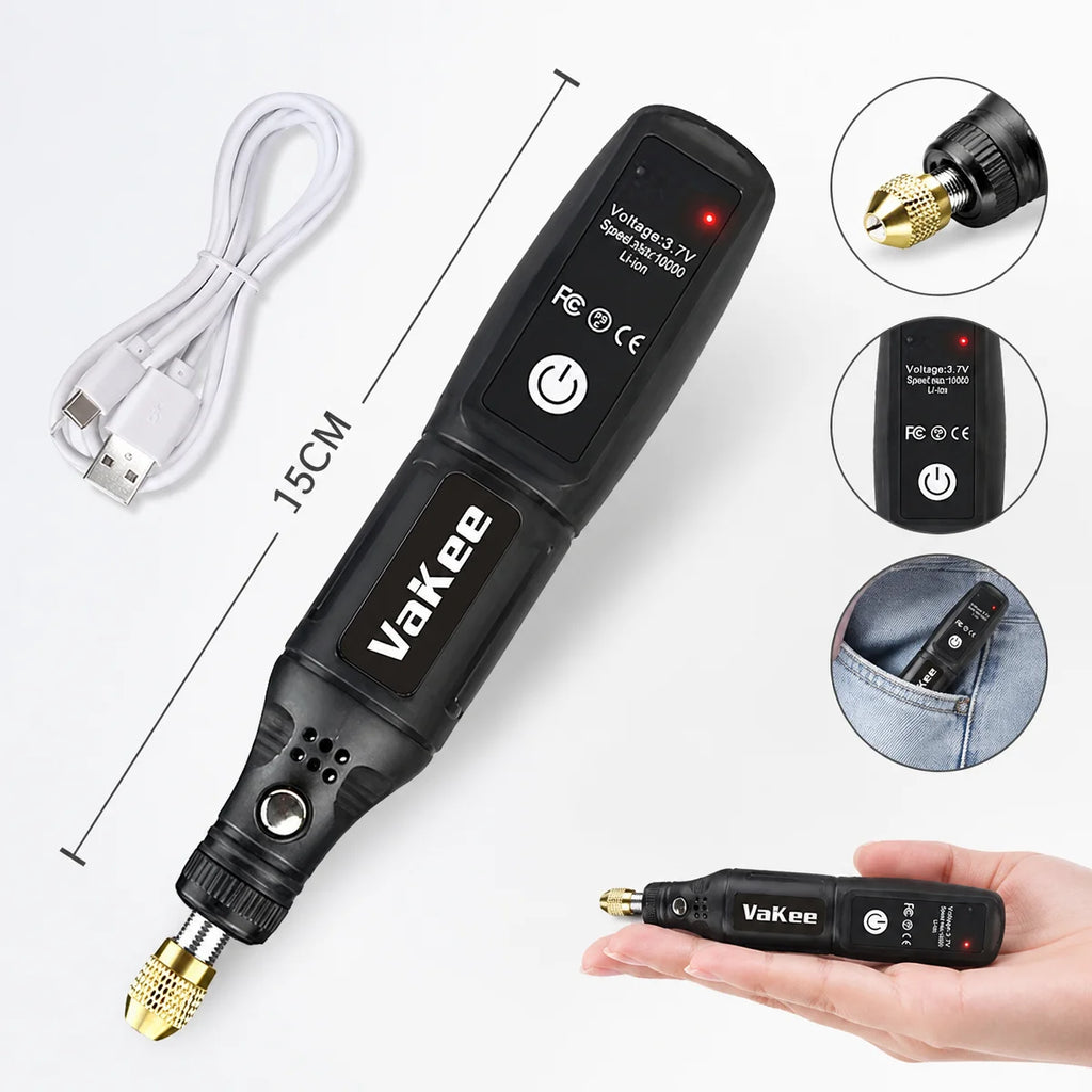 Mini Electric Drill USB Rechargeable Cordless Engraving Pen Dremel Tools Rotary Tool Cordless Hand Drill Mini Polisher for Hand