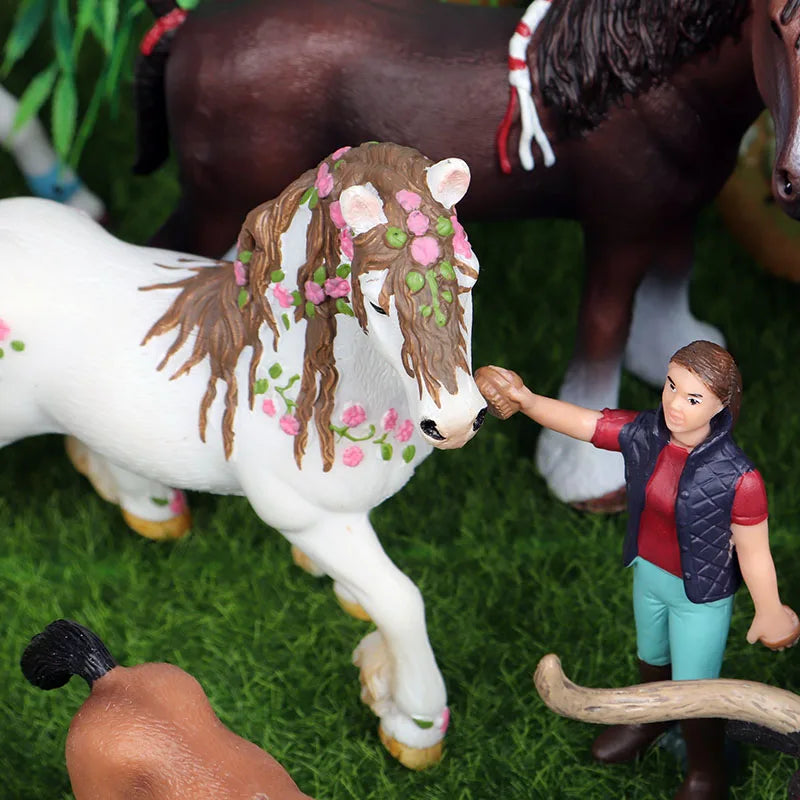 Oenux New Farmer People Model Simulation Farm Staff Feeder Action Figures Pig Animals Figurine Miniature Lovely Toys For Kids