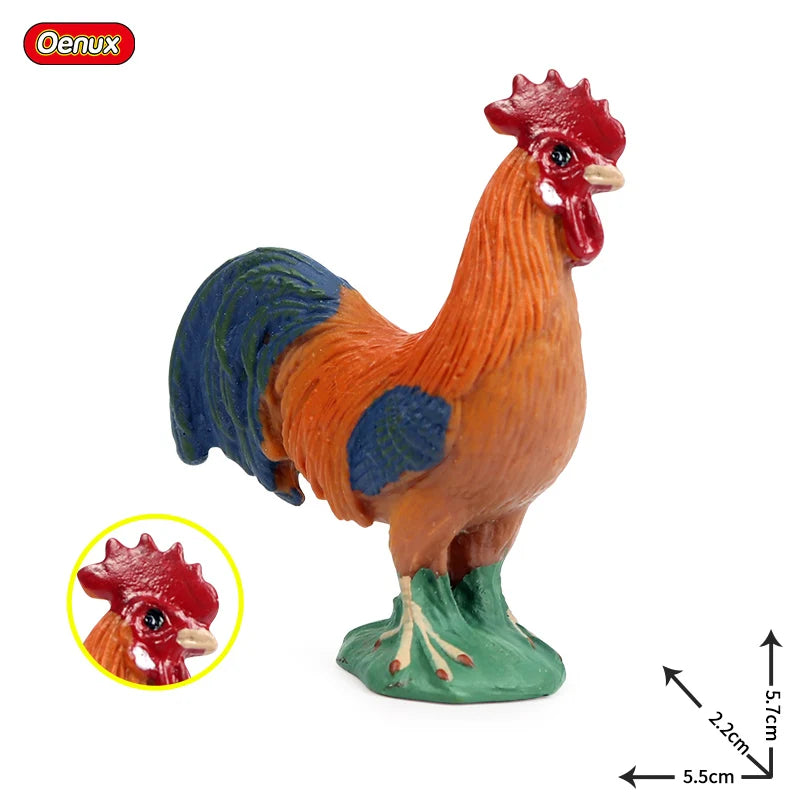 Oenux Lovely Farm Animals Hen Turkey Chook Chicken Cock Action Figure Model Figurines Poultry Miniature Educational PVC Kid Toy