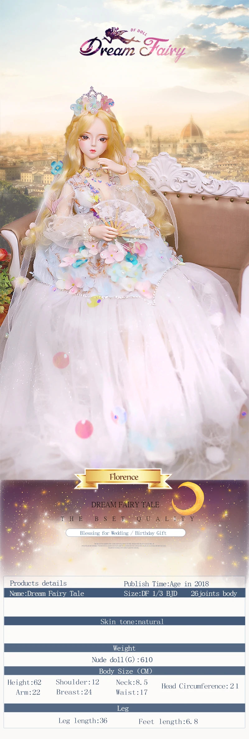 Special Price DBS Doll 1/3 BJD Mechanical Joint Body With Makeup Including Hair Eyes Clothes 62cm Height Girls Dream Fairy