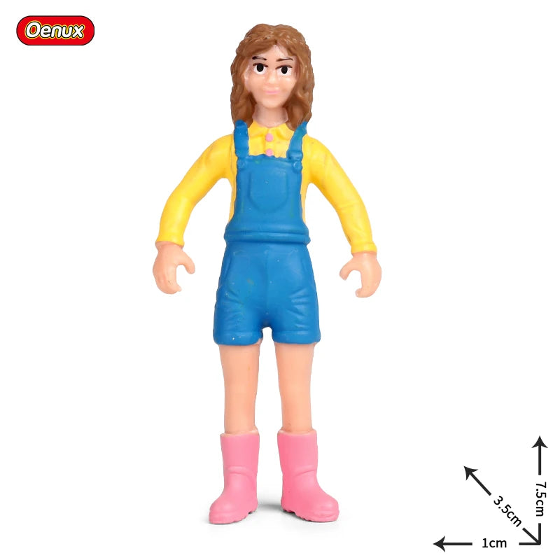 Oenux New Farmer People Model Simulation Farm Staff Feeder Action Figures Pig Animals Figurine Miniature Lovely Toys For Kids
