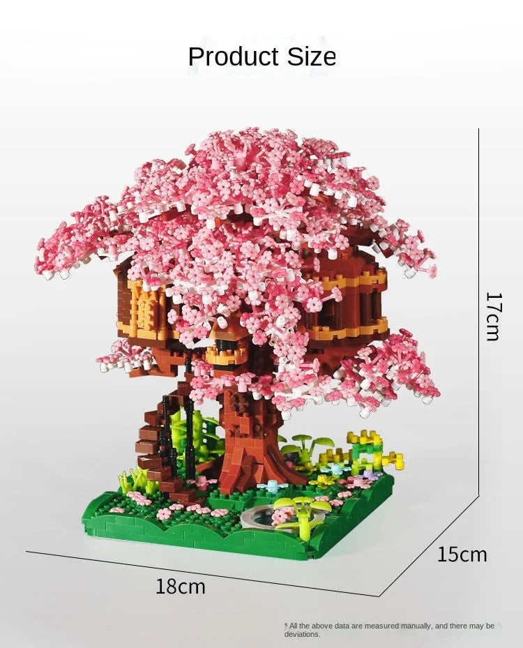 Cherry Bonsai Tree Building Blocks Set DIY Sakura Blossom Plants Bricks with Light Treehouse Model Romantic Gift for Girlfriend