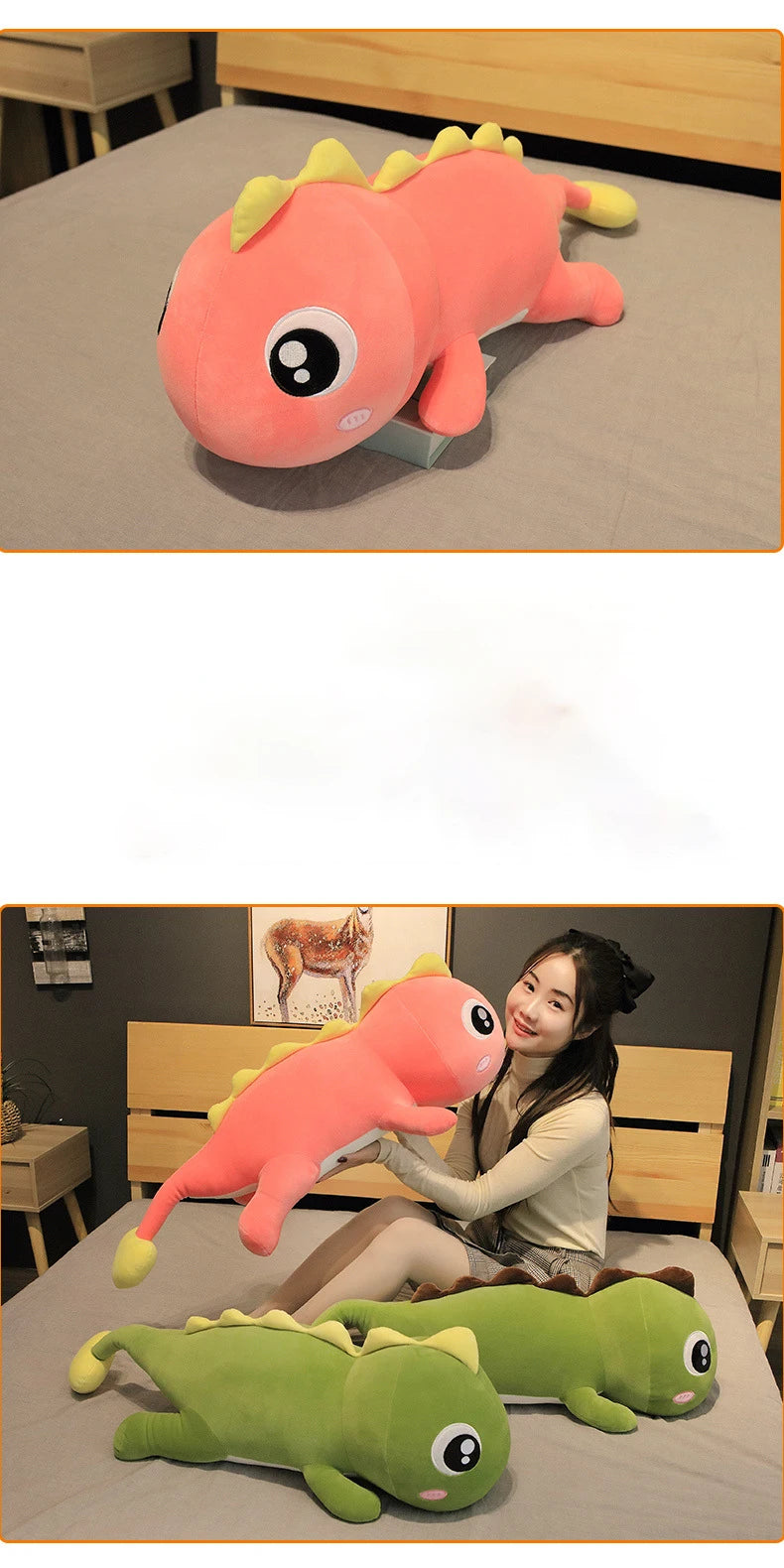 60CM Long Dinosaur Plush Toys Lovely Soft Anime Animal Dinosaur Stuffed Kawaii Room Decor Doll Pillow Toy For Kids Girl Gifts