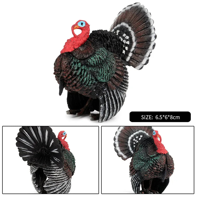 Oenux Lovely Farm Animals Hen Turkey Chook Chicken Cock Action Figure Model Figurines Poultry Miniature Educational PVC Kid Toy