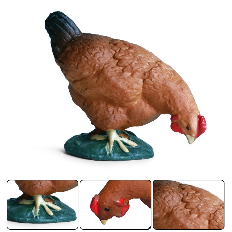 Oenux Lovely Farm Animals Hen Turkey Chook Chicken Cock Action Figure Model Figurines Poultry Miniature Educational PVC Kid Toy