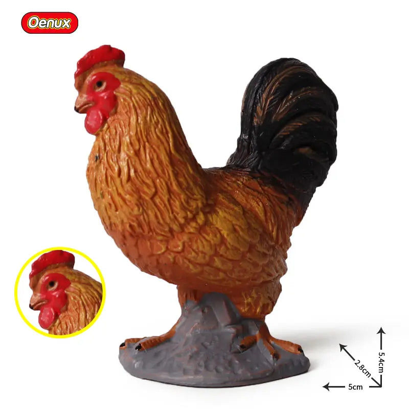 Oenux Lovely Farm Animals Hen Turkey Chook Chicken Cock Action Figure Model Figurines Poultry Miniature Educational PVC Kid Toy