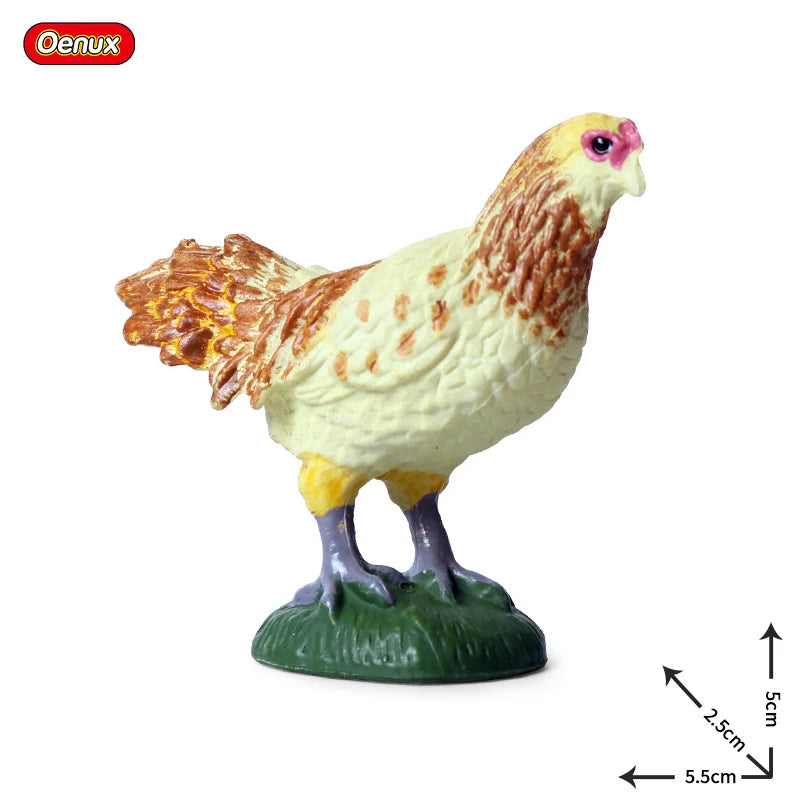 Oenux Lovely Farm Animals Hen Turkey Chook Chicken Cock Action Figure Model Figurines Poultry Miniature Educational PVC Kid Toy