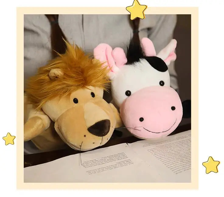 Soft Stuffed Toy Doll Animal Plush Doll Educational Baby Toys Lion Elephant Monkey Giraffe Tiger Bunny Kawaii Hand Finger Puppet