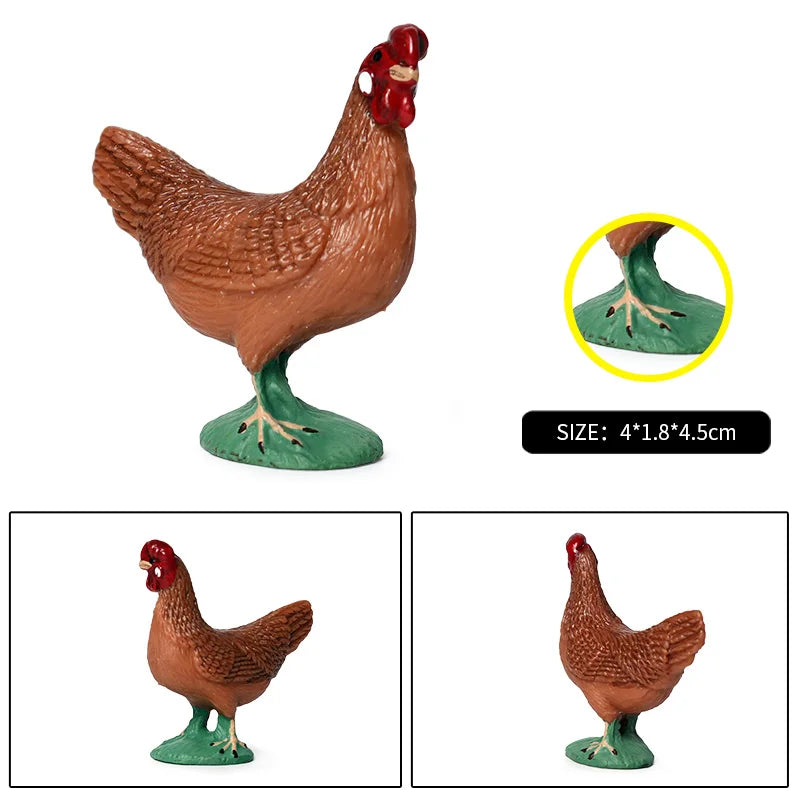 Oenux Lovely Farm Animals Hen Turkey Chook Chicken Cock Action Figure Model Figurines Poultry Miniature Educational PVC Kid Toy