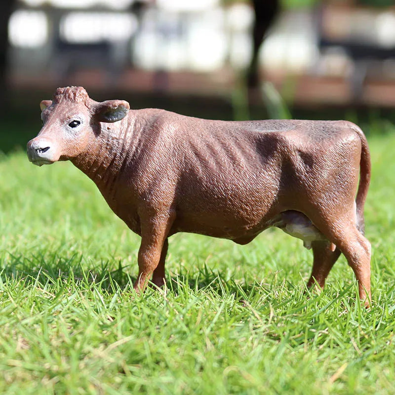 Oenux Simulation Cute Farm Animals Milk Cow Cattle Calf Angus Bull OX Buffalo Model Action Figures Educational Cute Toy Kid Gift