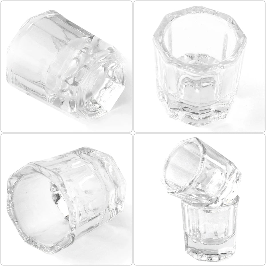 1pcs Nail Crystal Glass Nail Cup Acrylic Liquid Dappen Dish Clear Bowl Nail Powder Holder Container Equipment  Tools