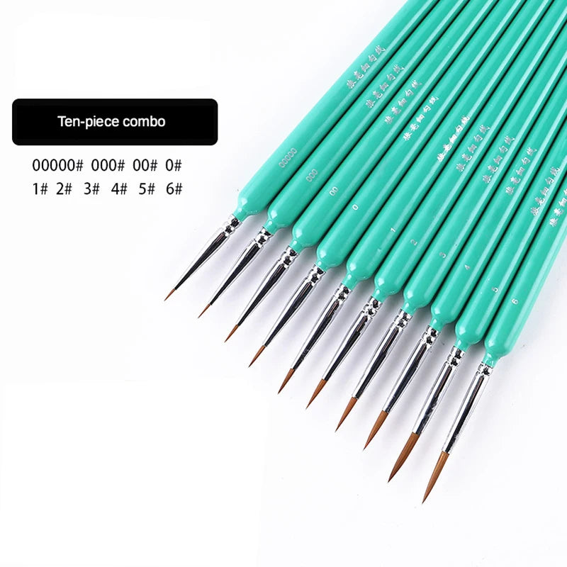4/5/10pcs Miniature Hook Line Pen Art Painting Brushes Weasel Hair Paint Brush Gouache Watercolor Oil Paint Artists Hand Painted