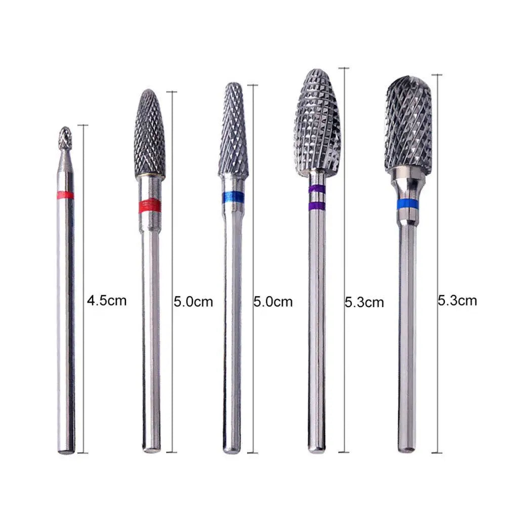 5 Pcs Tungsten Steel Milling Cutter For Manicure  Removing Gel Varnish Burr Nail Drill Bits Set