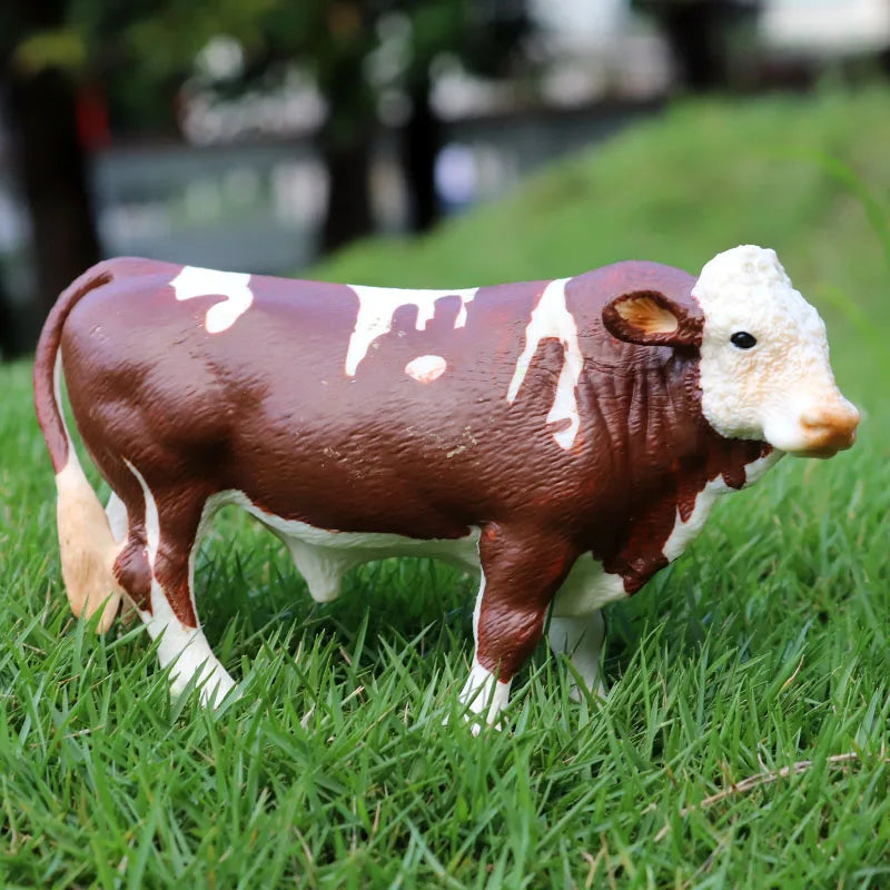 Oenux Simulation Cute Farm Animals Milk Cow Cattle Calf Angus Bull OX Buffalo Model Action Figures Educational Cute Toy Kid Gift