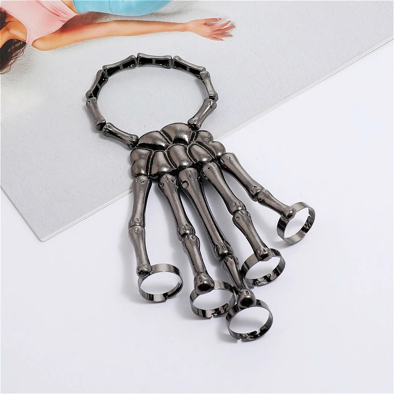 Skeleton Hand Bracelet For Women Gothic Punk Skull Elasticity Adjustable Bracelet Bangles Femme Halloween Party Accessories