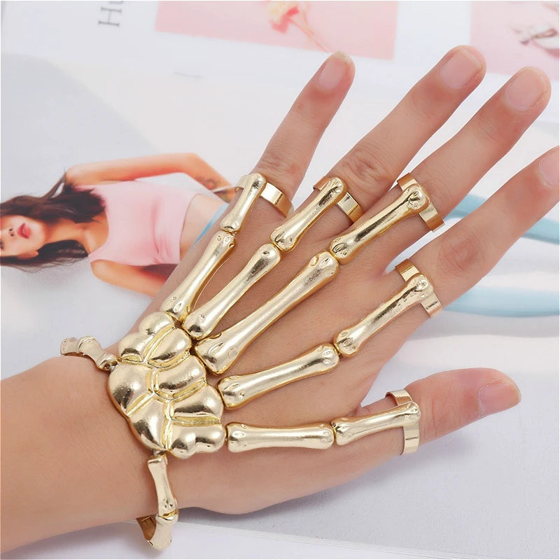 Skeleton Hand Bracelet For Women Gothic Punk Skull Elasticity Adjustable Bracelet Bangles Femme Halloween Party Accessories