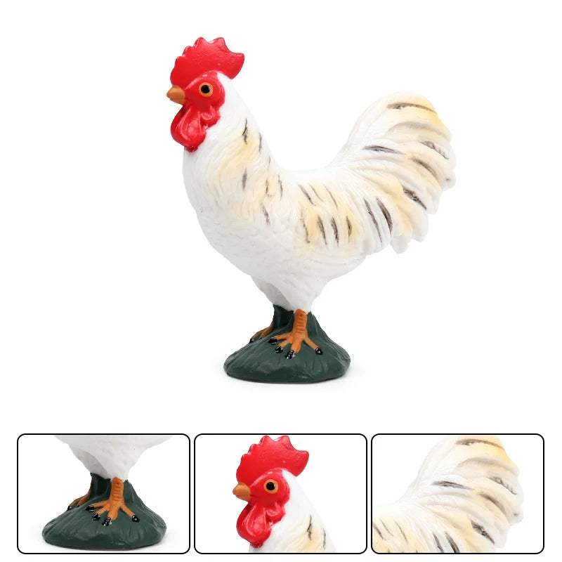 Oenux Lovely Farm Animals Hen Turkey Chook Chicken Cock Action Figure Model Figurines Poultry Miniature Educational PVC Kid Toy