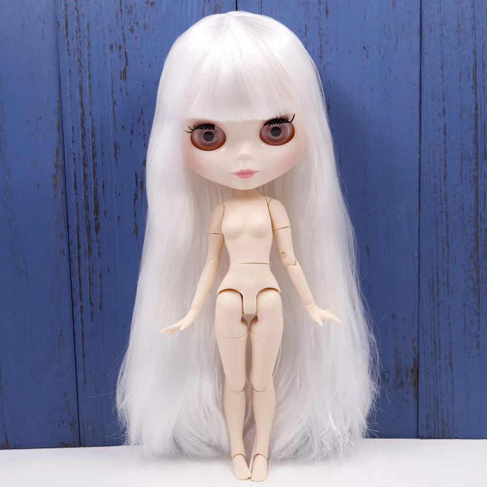 ICY DBS Blyth Doll Series No.280BL136 White straight hair with bangs white face joint body 1/6 bjd