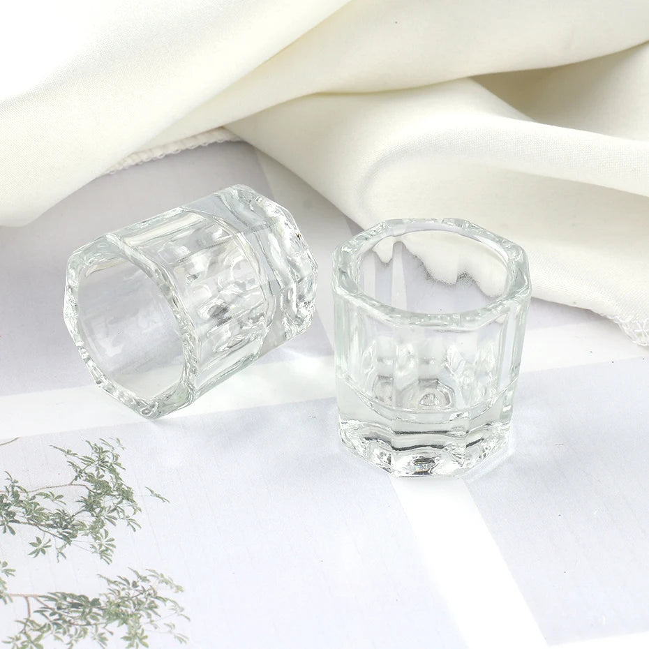 1pcs Nail Crystal Glass Nail Cup Acrylic Liquid Dappen Dish Clear Bowl Nail Powder Holder Container Equipment  Tools