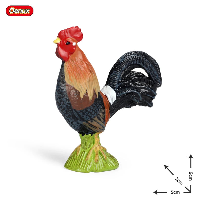 Oenux Lovely Farm Animals Hen Turkey Chook Chicken Cock Action Figure Model Figurines Poultry Miniature Educational PVC Kid Toy