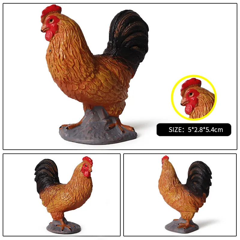 Oenux Lovely Farm Animals Hen Turkey Chook Chicken Cock Action Figure Model Figurines Poultry Miniature Educational PVC Kid Toy