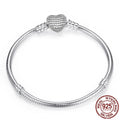 Handmade Jewelry Real 925 Sterling Silver Charm Bracelet Bangle Smooth Heart shape Bracelets for Women men DIY Jewelry 16-23cm