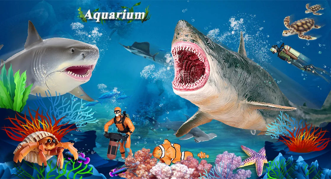 Oenux Sea Life Animals Coral Octopus Nautiloidea Crab Starfish Ocean Model Action Figures Educational Collection Toy Kid Gift
