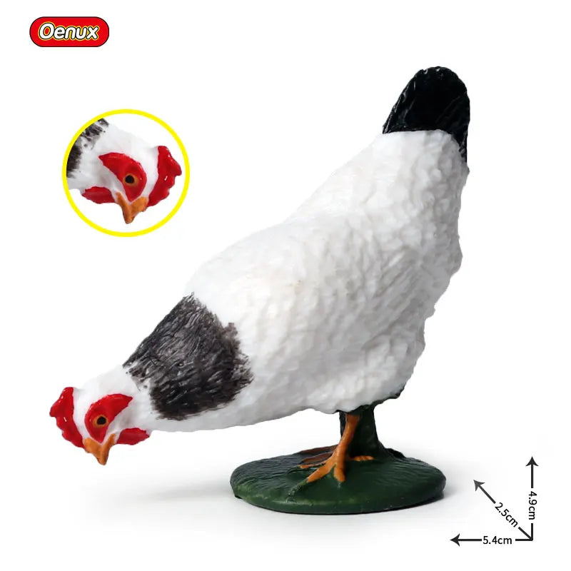 Oenux Lovely Farm Animals Hen Turkey Chook Chicken Cock Action Figure Model Figurines Poultry Miniature Educational PVC Kid Toy