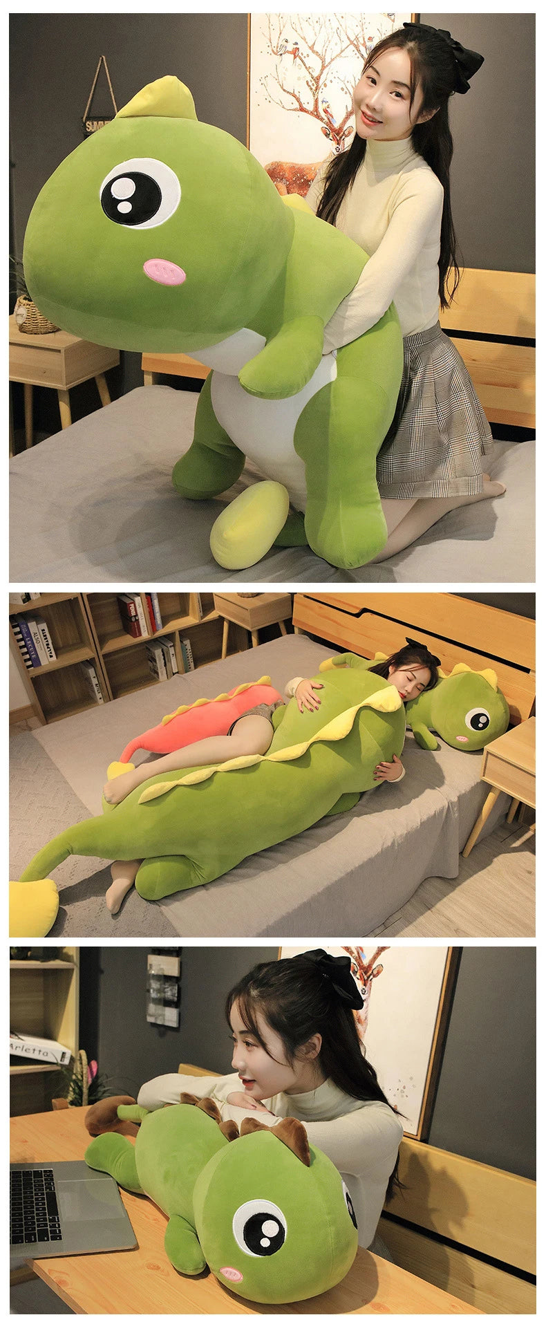 60CM Long Dinosaur Plush Toys Lovely Soft Anime Animal Dinosaur Stuffed Kawaii Room Decor Doll Pillow Toy For Kids Girl Gifts