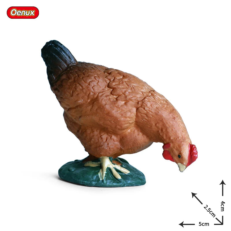 Oenux Lovely Farm Animals Hen Turkey Chook Chicken Cock Action Figure Model Figurines Poultry Miniature Educational PVC Kid Toy
