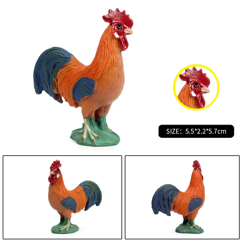 Oenux Lovely Farm Animals Hen Turkey Chook Chicken Cock Action Figure Model Figurines Poultry Miniature Educational PVC Kid Toy