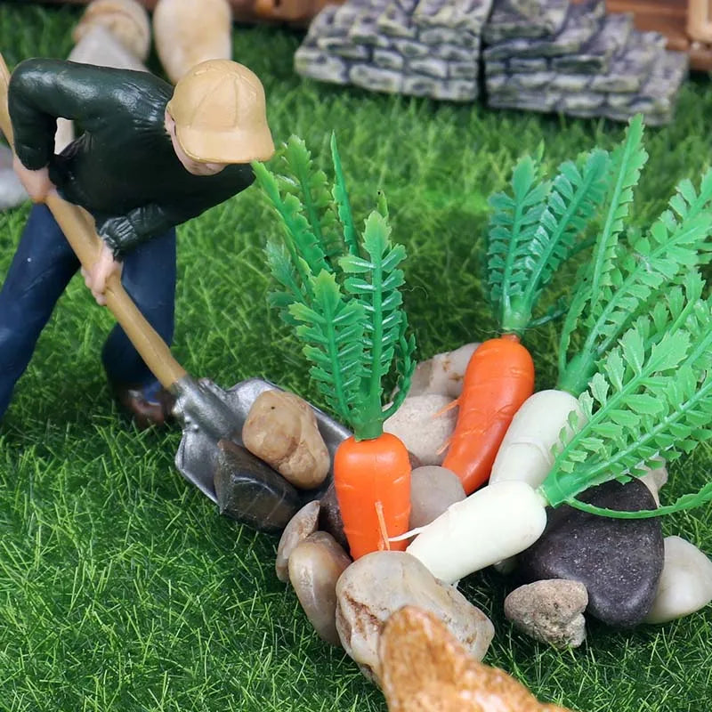 Oenux Home Decoration Equestrian Fencing Palm Trees Simulation Farm Cow Horse Animal Model Action Figures Miniature Cute Kid Toy