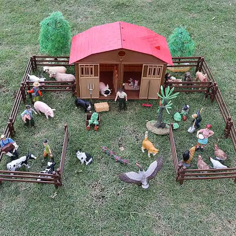Oenux Lovely Farm Animals Hen Turkey Chook Chicken Cock Action Figure Model Figurines Poultry Miniature Educational PVC Kid Toy