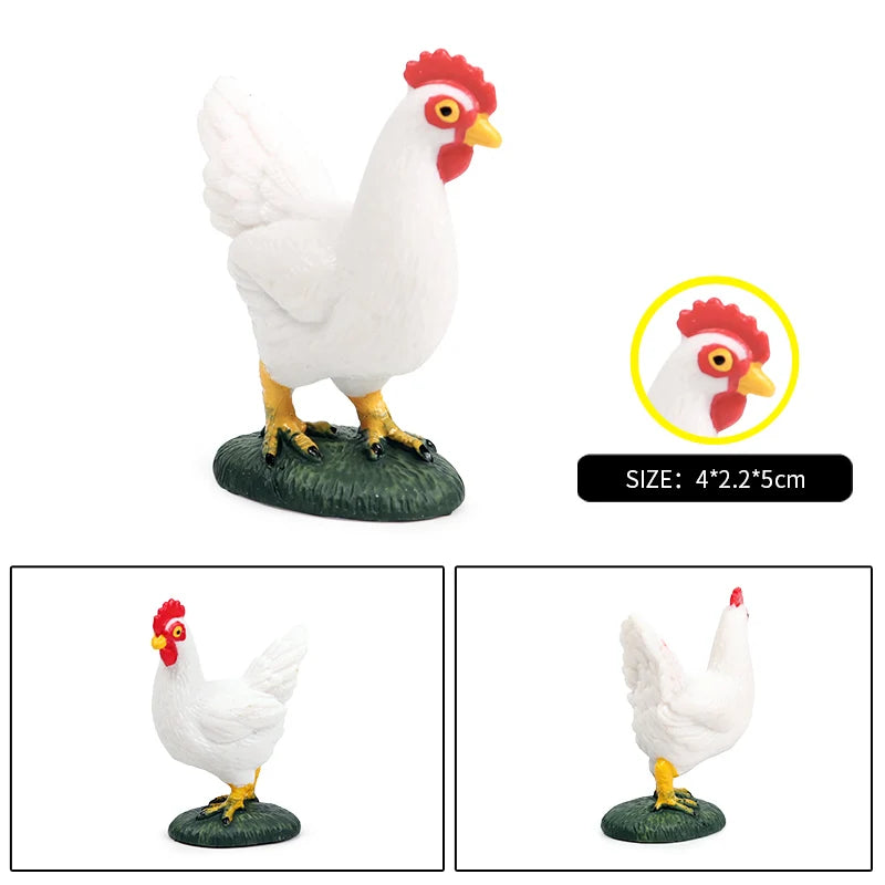 Oenux Lovely Farm Animals Hen Turkey Chook Chicken Cock Action Figure Model Figurines Poultry Miniature Educational PVC Kid Toy