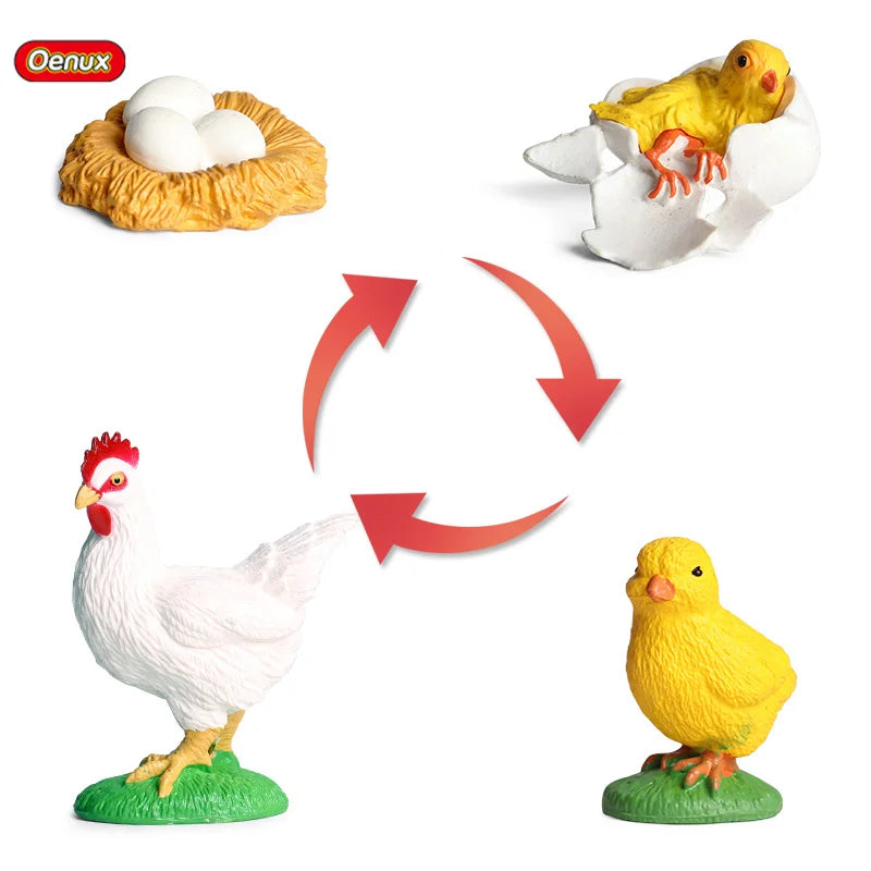 Oenux Lovely Farm Animals Hen Turkey Chook Chicken Cock Action Figure Model Figurines Poultry Miniature Educational PVC Kid Toy