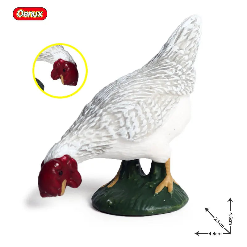 Oenux Lovely Farm Animals Hen Turkey Chook Chicken Cock Action Figure Model Figurines Poultry Miniature Educational PVC Kid Toy