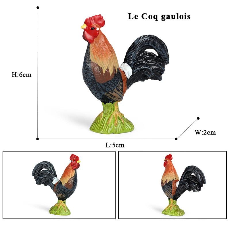 Oenux Lovely Farm Animals Hen Turkey Chook Chicken Cock Action Figure Model Figurines Poultry Miniature Educational PVC Kid Toy