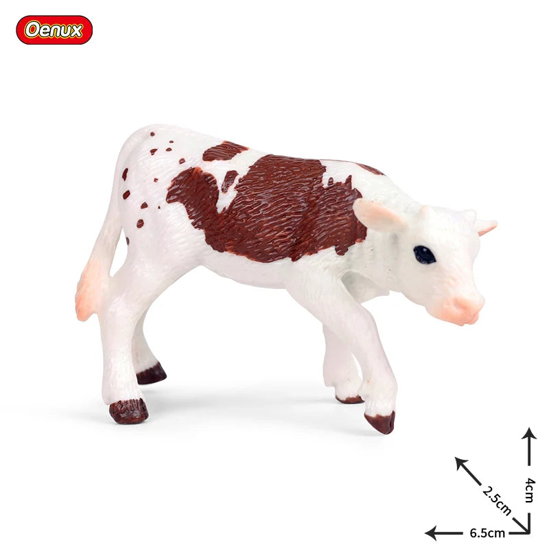 Oenux Simulation Cute Farm Animals Milk Cow Cattle Calf Angus Bull OX Buffalo Model Action Figures Educational Cute Toy Kid Gift