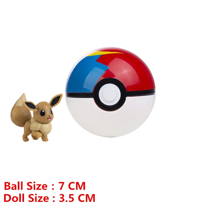 Pokemon Pokeball With Cartoons Movie Anime Figure Pikachu Charmander Eevee Squirtle Vulpix Quality Pet Action Model Toys Gifts