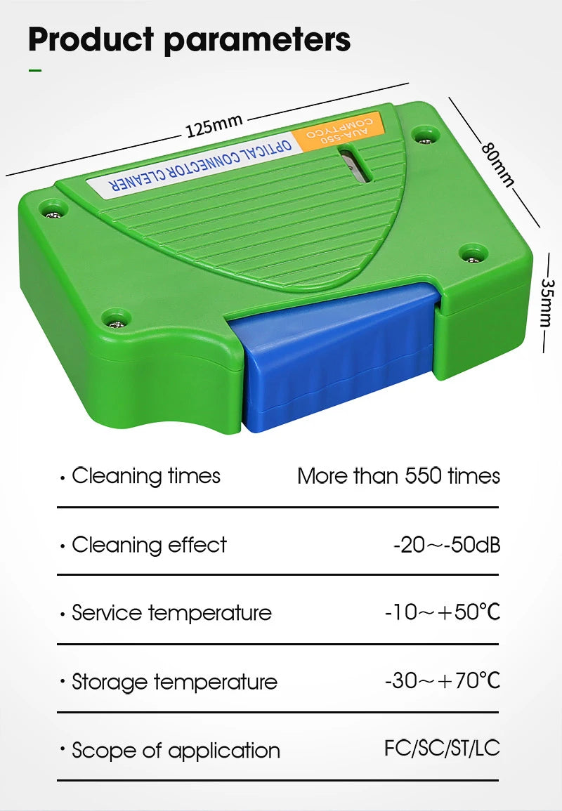 Optical Fiber End Face Cleaning Box SC/FC/LC/ST Fiber Wiping Tool Pigtail Cleaner FTTH Optic Fiber Cleaner Tools