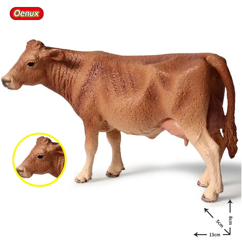 Oenux Simulation Cute Farm Animals Milk Cow Cattle Calf Angus Bull OX Buffalo Model Action Figures Educational Cute Toy Kid Gift