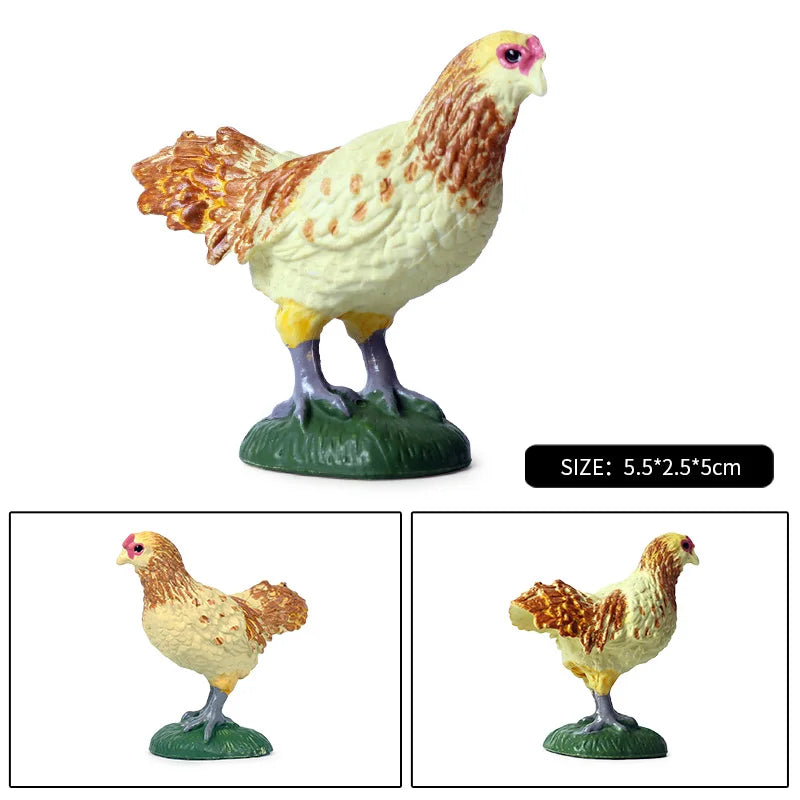 Oenux Lovely Farm Animals Hen Turkey Chook Chicken Cock Action Figure Model Figurines Poultry Miniature Educational PVC Kid Toy