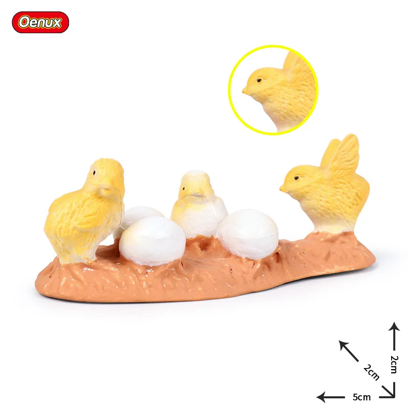 Oenux Lovely Farm Animals Hen Turkey Chook Chicken Cock Action Figure Model Figurines Poultry Miniature Educational PVC Kid Toy
