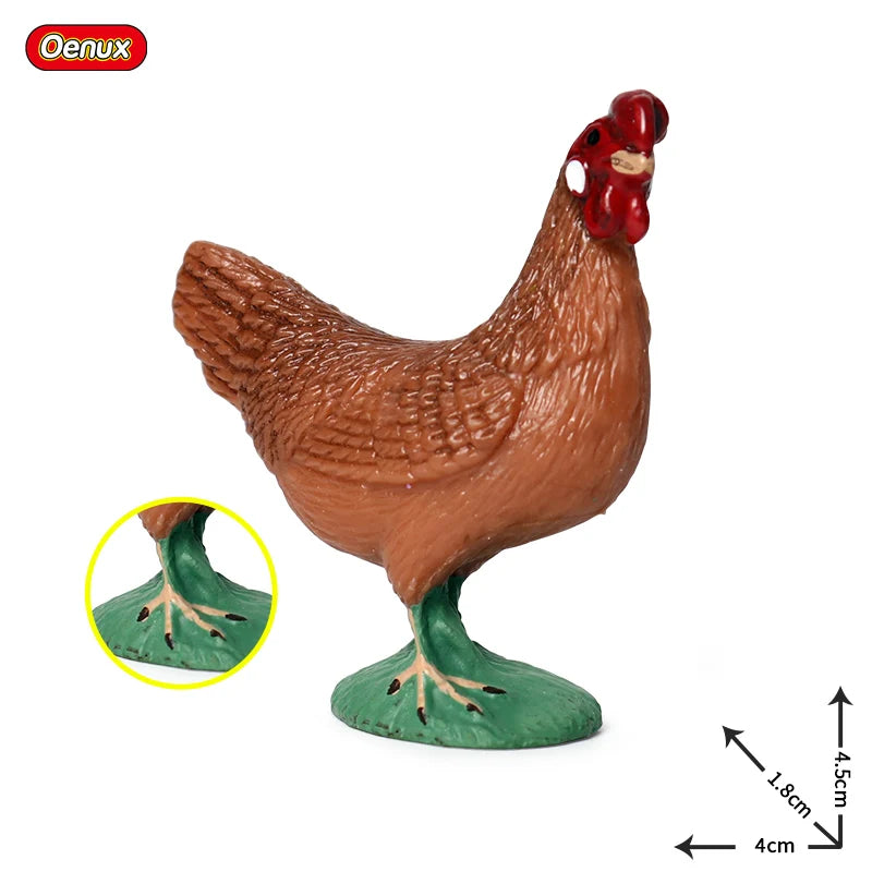 Oenux Lovely Farm Animals Hen Turkey Chook Chicken Cock Action Figure Model Figurines Poultry Miniature Educational PVC Kid Toy