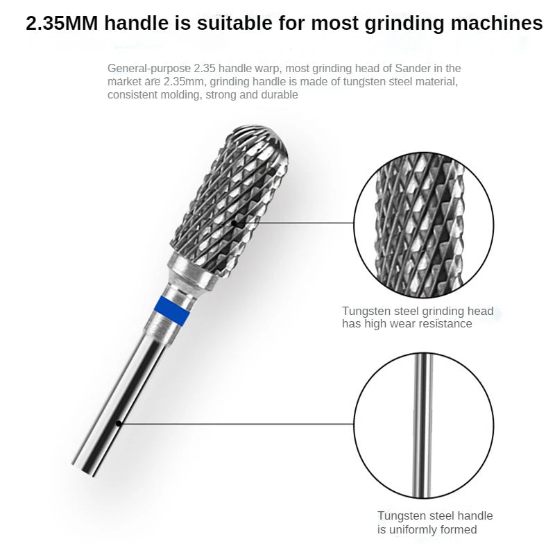 5 Pcs Tungsten Steel Milling Cutter For Manicure  Removing Gel Varnish Burr Nail Drill Bits Set