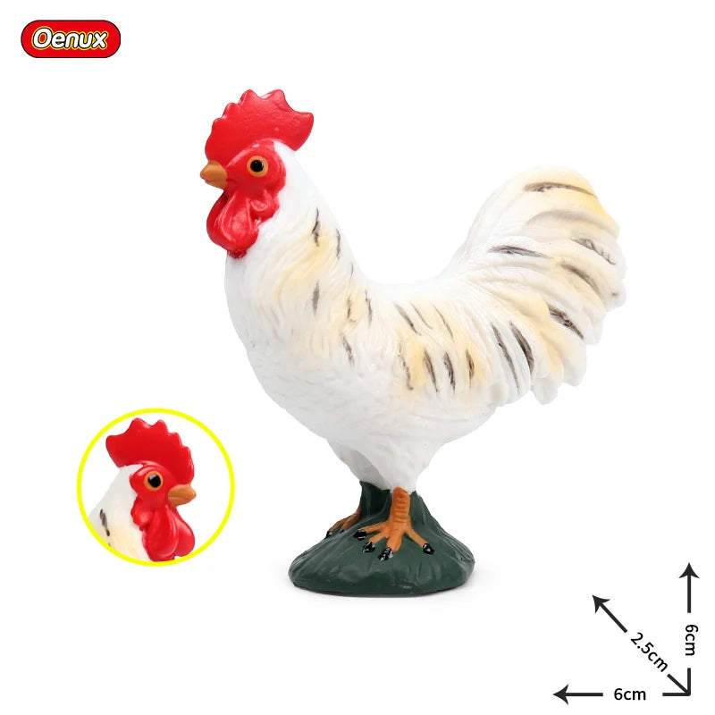 Oenux Lovely Farm Animals Hen Turkey Chook Chicken Cock Action Figure Model Figurines Poultry Miniature Educational PVC Kid Toy