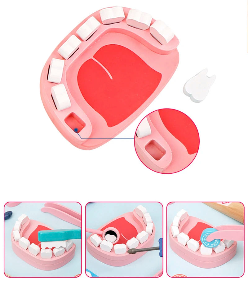 Wooden Pretend Play Doctor Educational Toys for Children Medical Simulation Medicine Chest Set for Kids Role Playing Pretend Toy